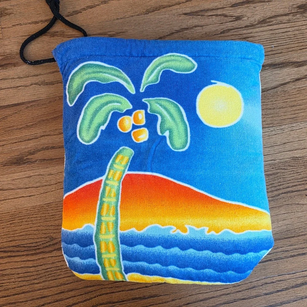 Beach in a Bag Towel Tropical Palm Tree Sunset Folds Easy Carry Pool Packable